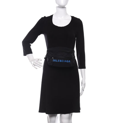 Balenciaga Recycled Sport Nylon Logo Embroidered Wheel Beltpack Black Blue 2 of 10