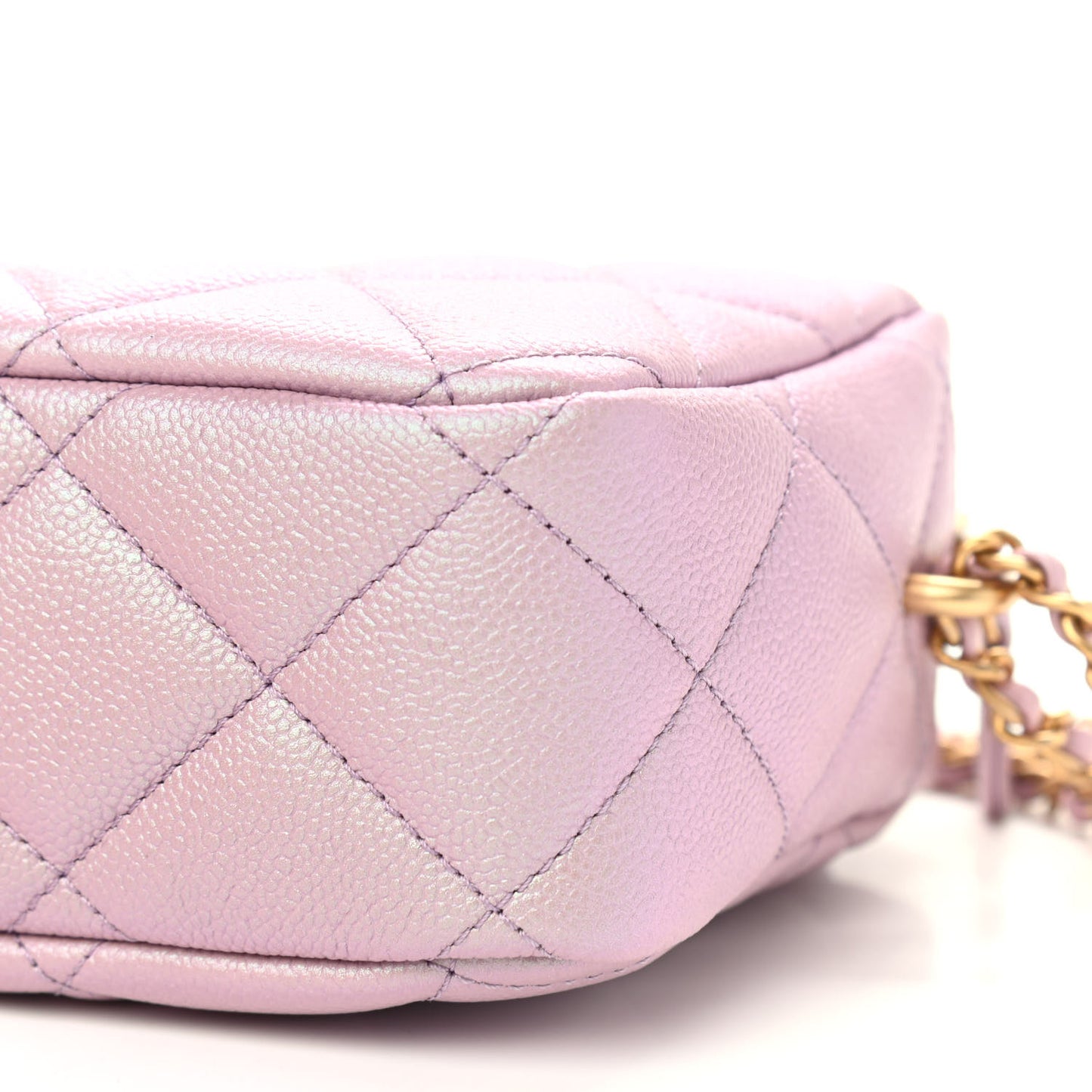 Iridescent Caviar Quilted Mini My Perfect Camera Case Pink