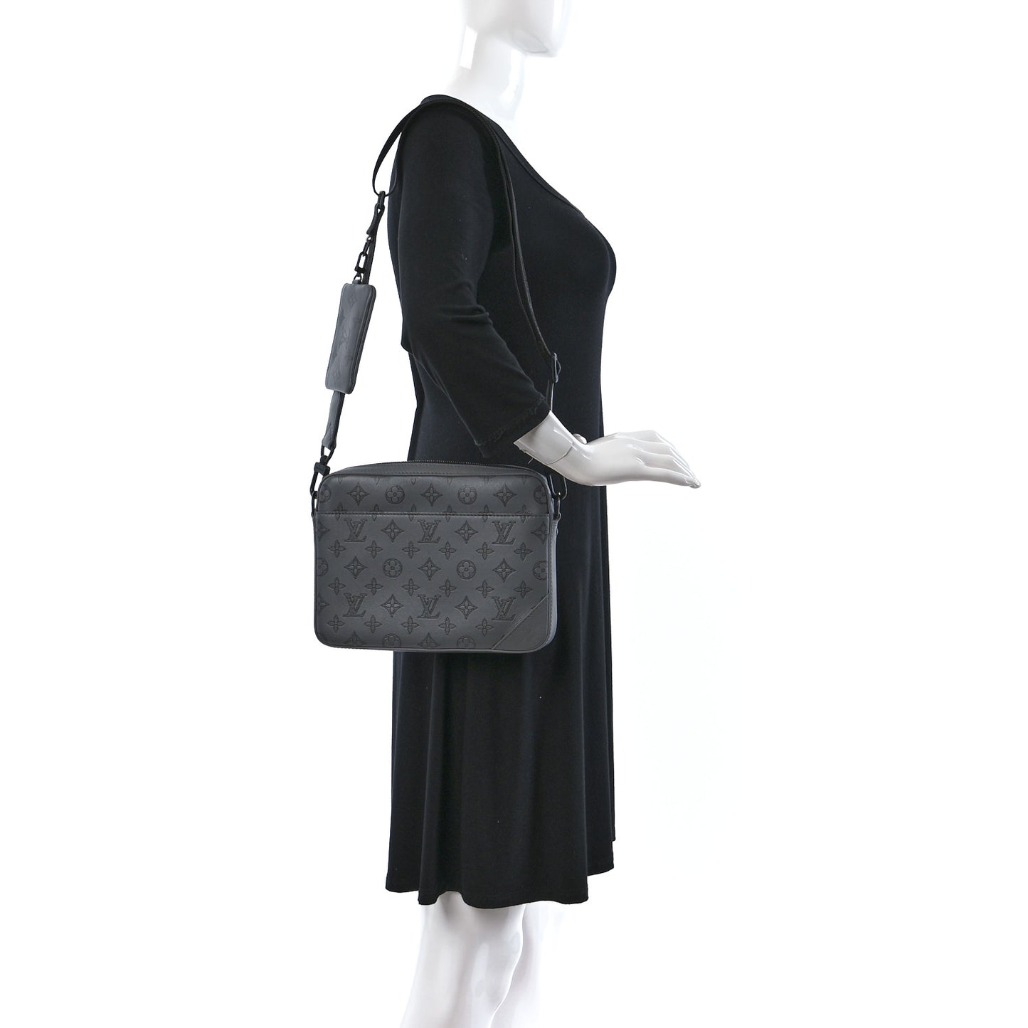 Calfskin Monogram Shadow Duo Messenger Anthracite Gray