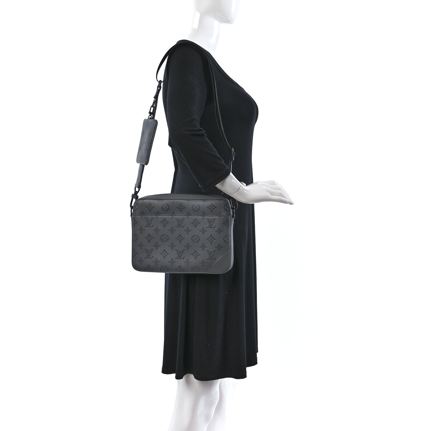 Louis Vuitton Calfskin Monogram Shadow Duo Messenger Anthracite Gray 2 of 10