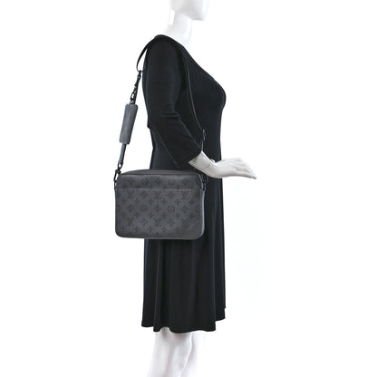 Louis Vuitton Calfskin Monogram Shadow Duo Messenger Anthracite Gray 2 of 10