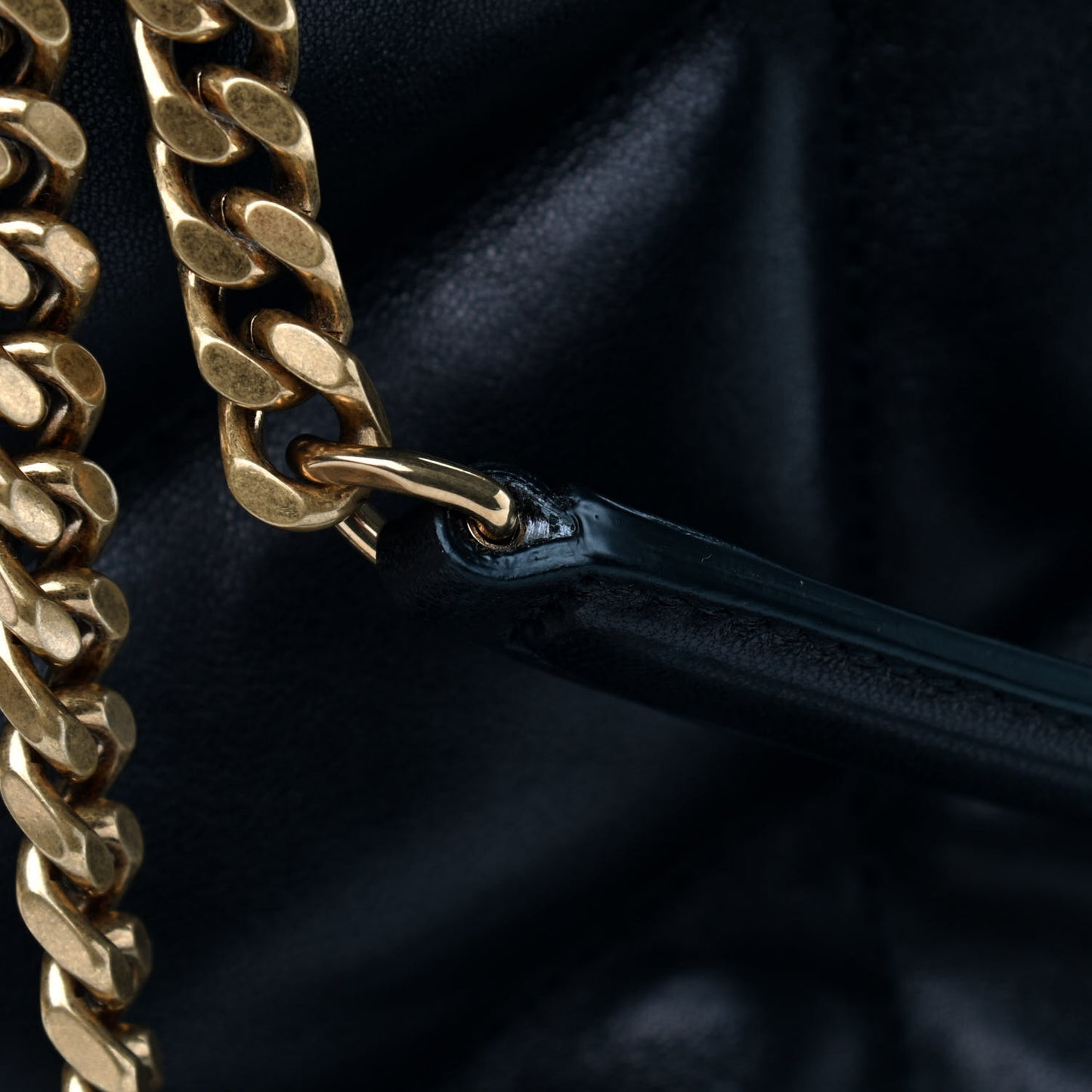 Lambskin Quilted Medium Loulou Puffer Monogram Chain Satchel Black