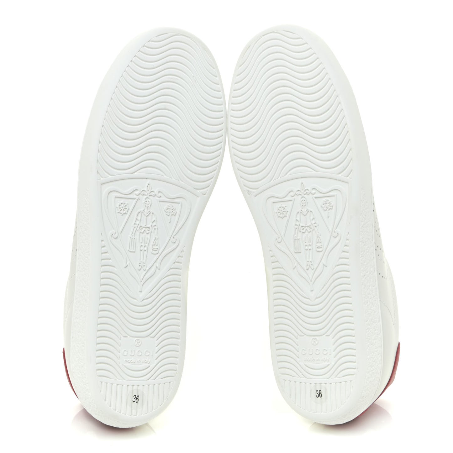 Calfskin Interlocking G Perforated Womens Ace Sneakers 36 White Hibiscus Red