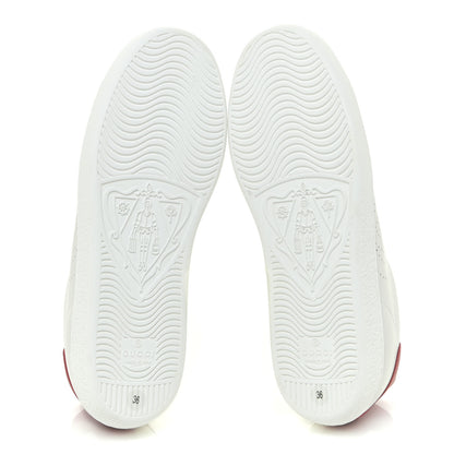 Gucci Calfskin Interlocking G Perforated Womens Ace Sneakers 36 White Hibiscus Red 6 of 11