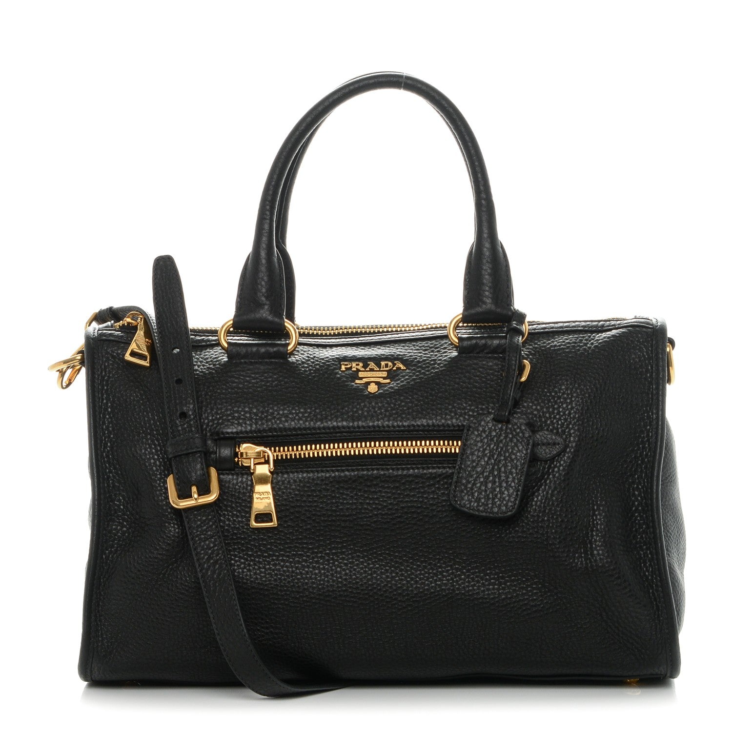 Prada Vitello Daino Shopping Satchel Black 1 of 8
