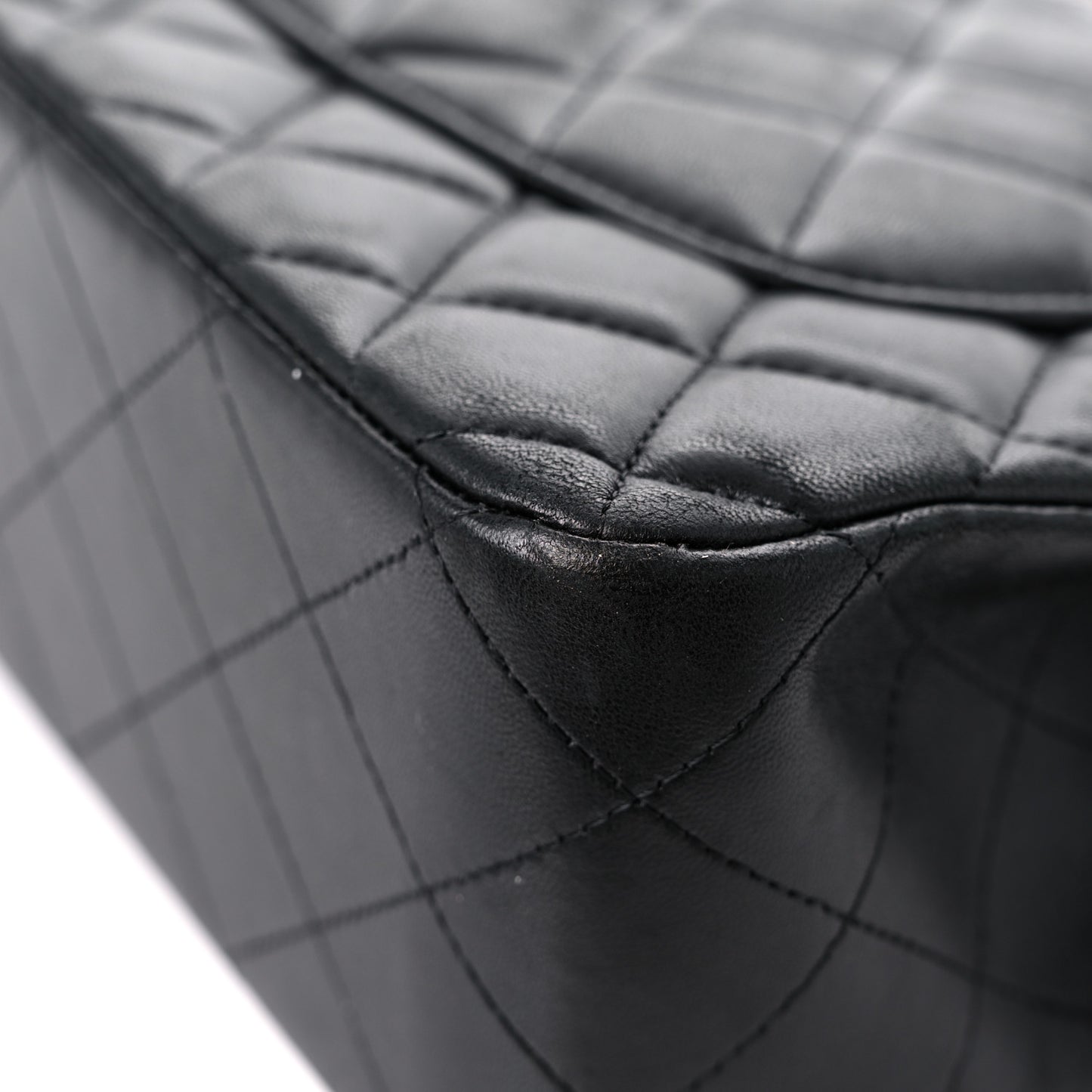 Lambskin Quilted Jumbo Double Flap Black