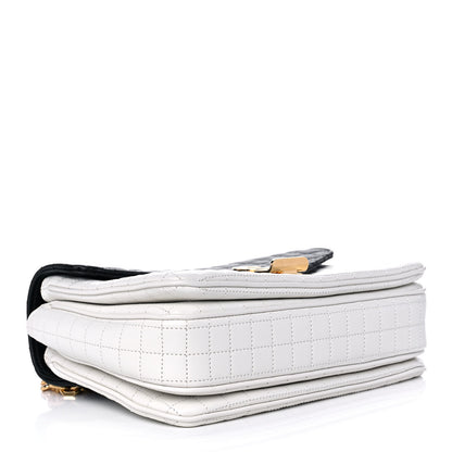 Celine Calfskin Quilted Medium C Bag Black White 3 of 10
