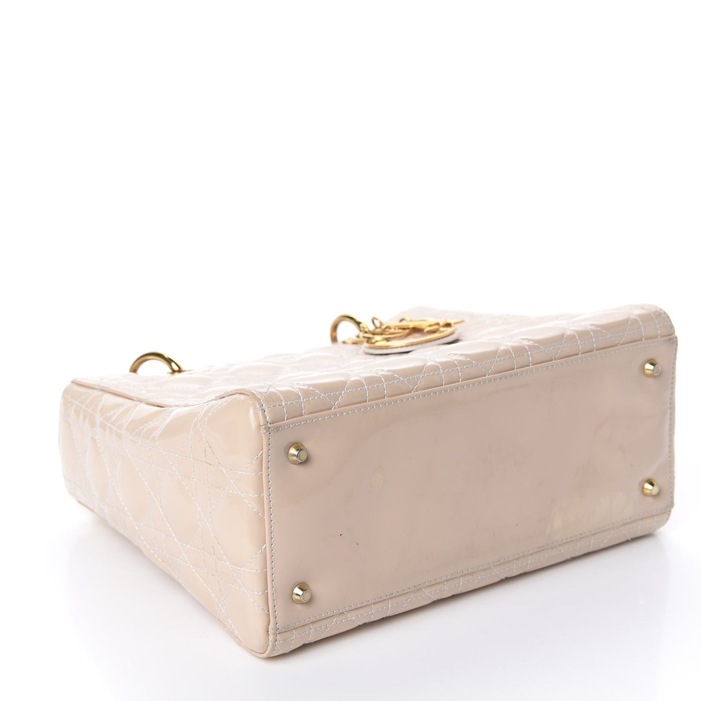 Patent Cannage Medium Lady Dior Beige