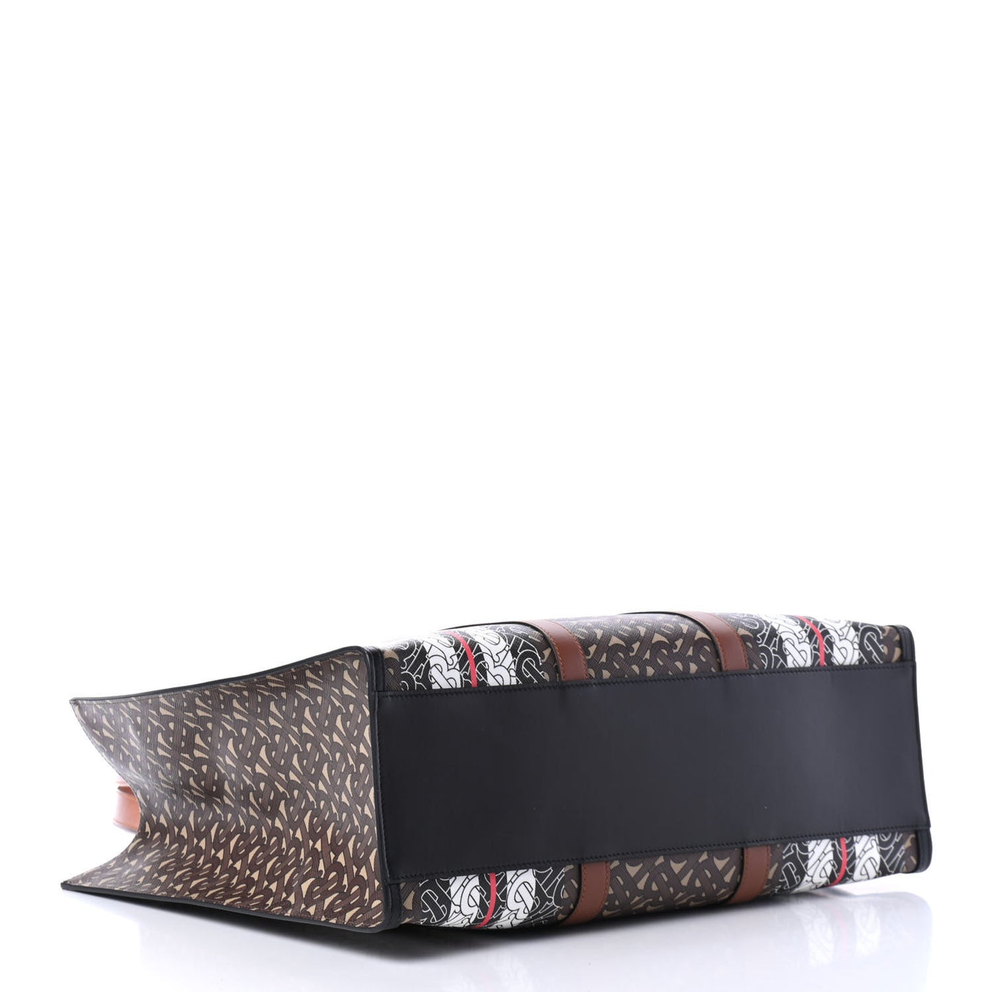 E-Canvas Monogram Stripe Book Tote Bridle Brown