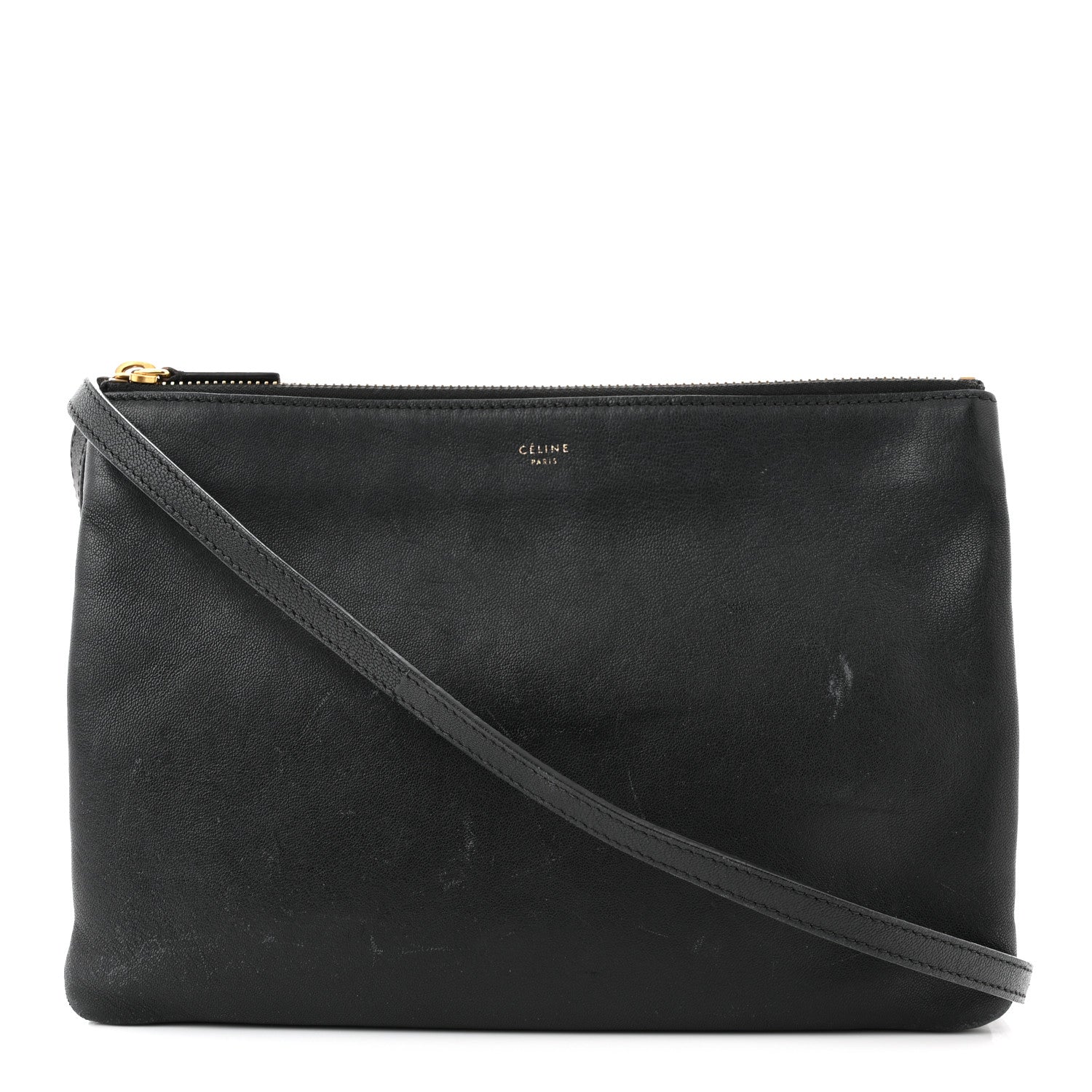 Celine Lambskin Large Trio Crossbody Bag Black 1 of 11
