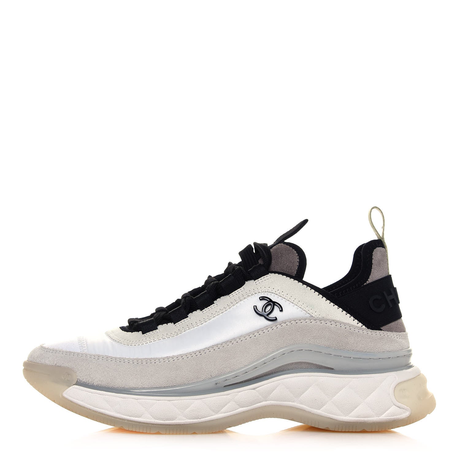 Chanel Velvet Calfskin Mixed Fibers CC Sneakers 36.5 Ivory Black 1 of 9