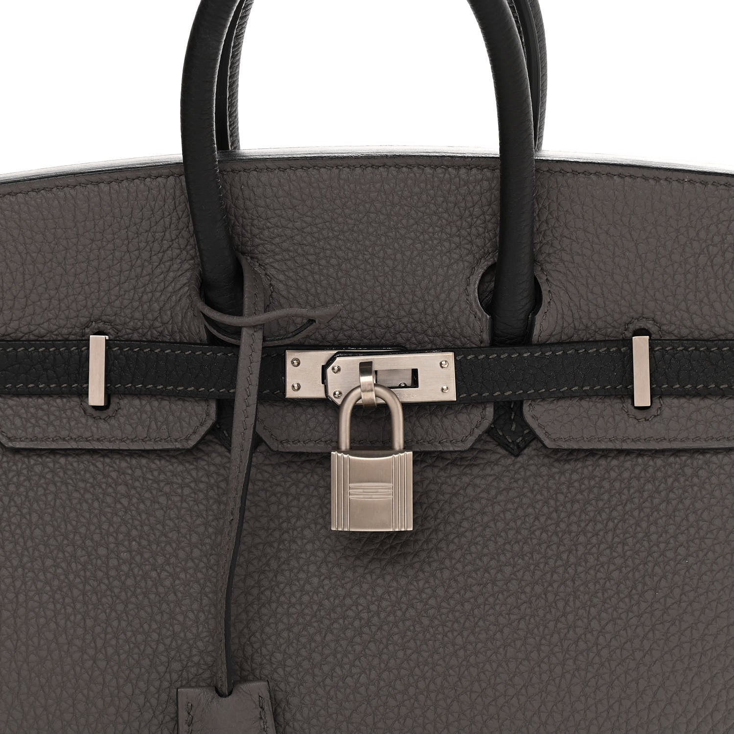 Hermes Togo Horseshoe Birkin 25 Etain Black 8 of 11