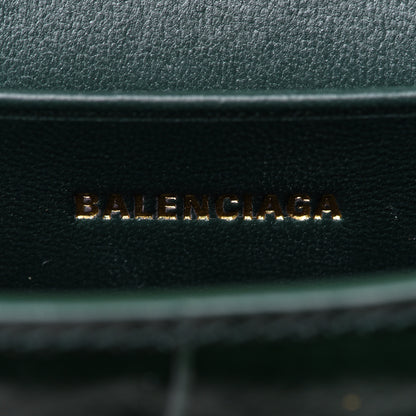 Balenciaga Shiny Calfskin Crocodile Embossed Hourglass Top Handle Bag Mini Forest Green 6 of 8