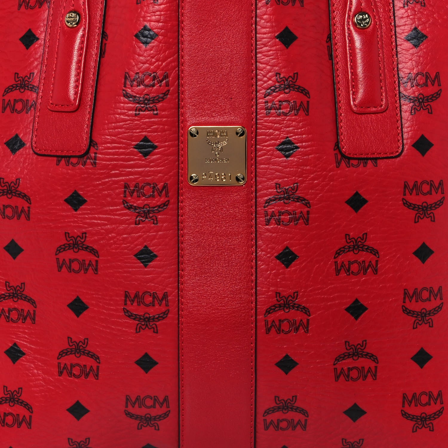 MCM Visetos Medium Liz Reversible Shopper Tote Ruby Red 7 of 19