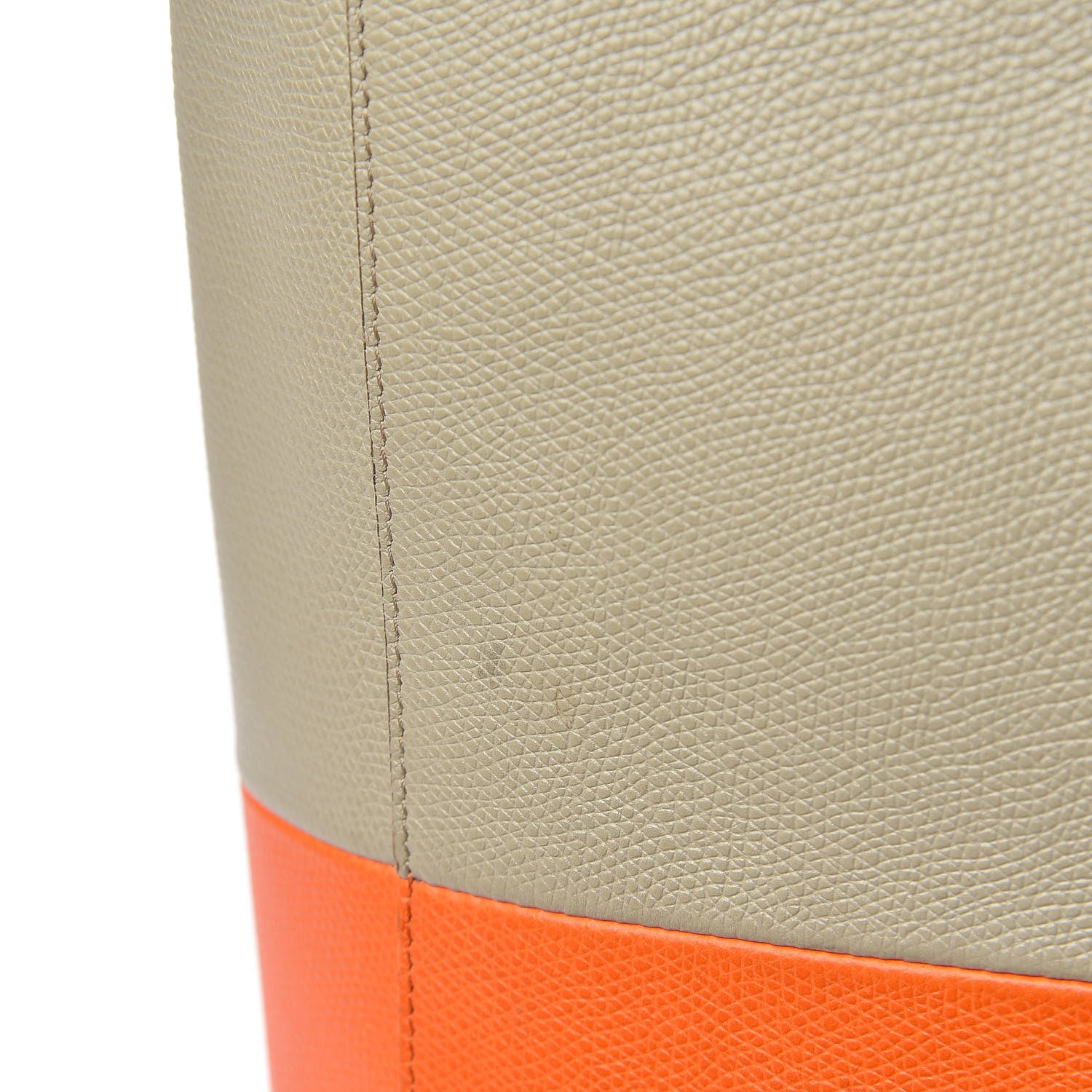 Celine Grained Calfskin Small Vertical Bi-Cabas Fluo Orange Taupe 16 of 23