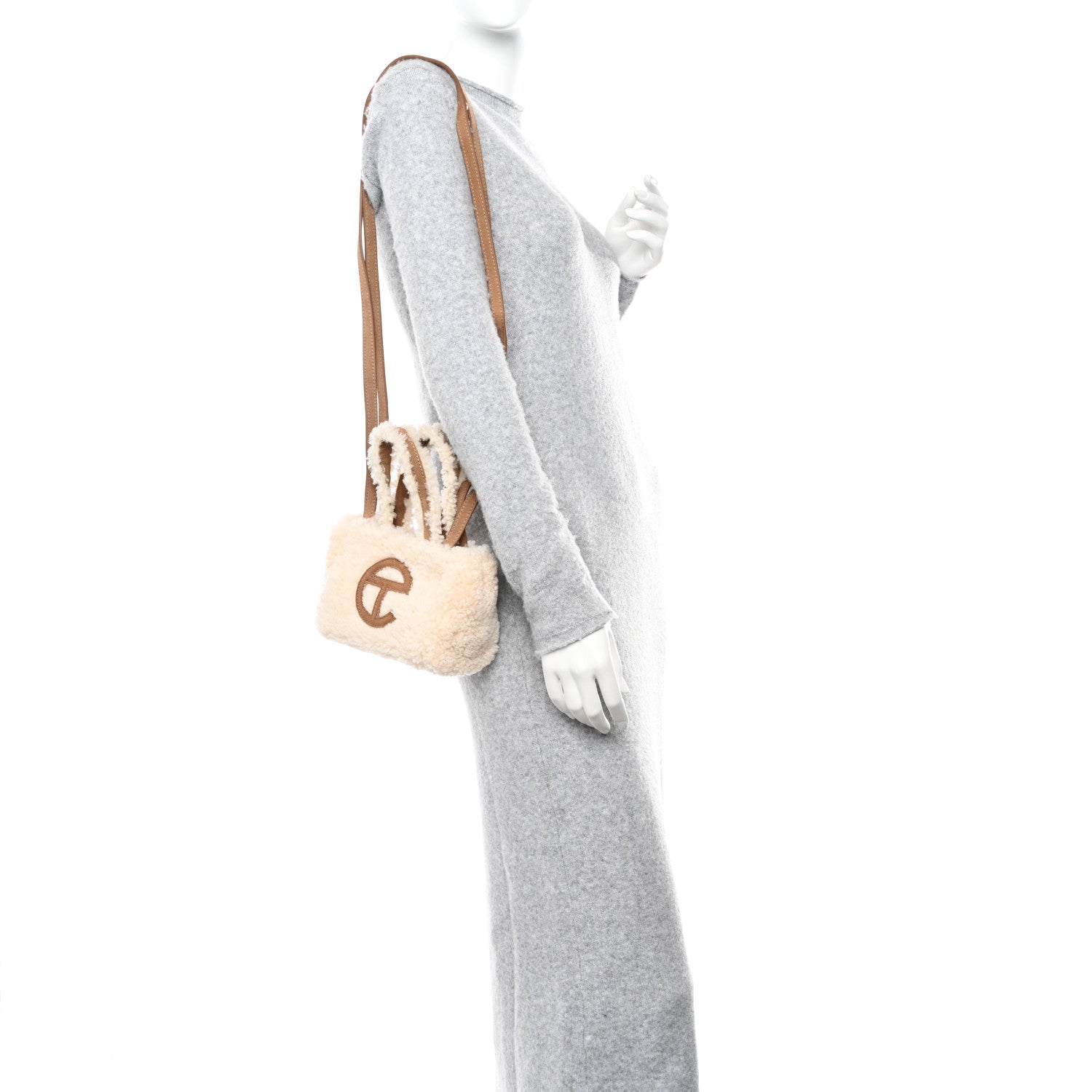 Telfar X UGG Suede shearling Small Shopping Bag Natural 2 of 9