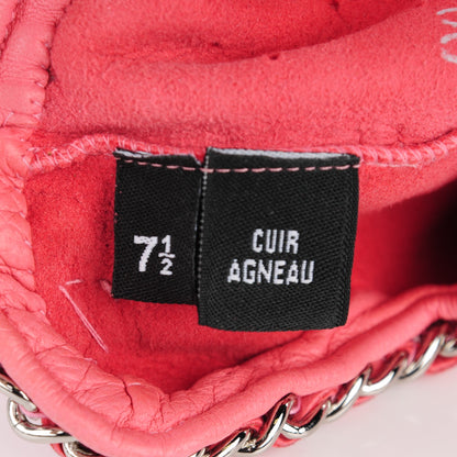Chanel Lambskin Chain CC Fingerless Gloves 7.5 Pink 5 of 6