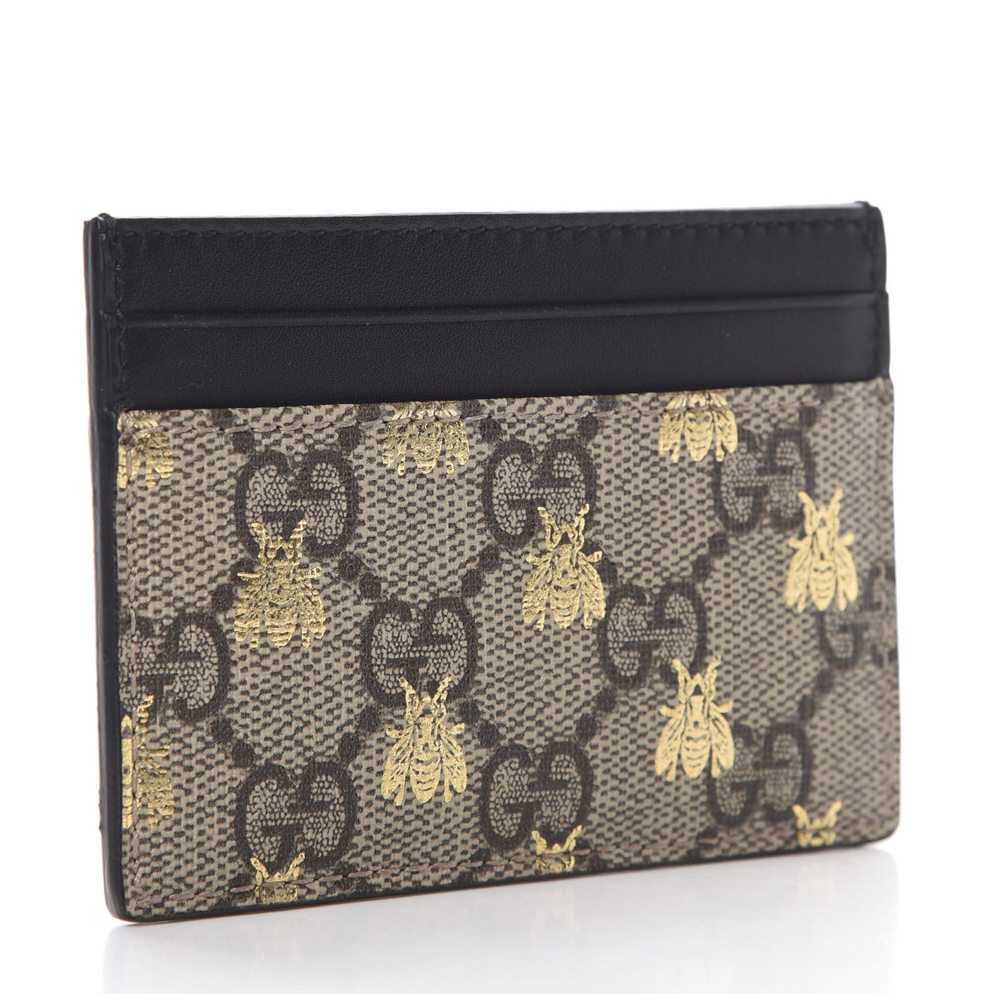 GG Supreme Monogram Bees Card Holder Black