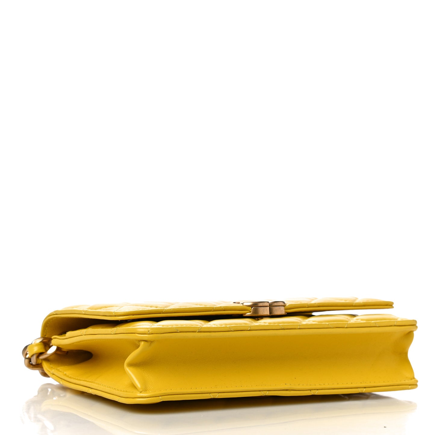 Lambskin Resin Quilted Wallet On Chain WOC Yellow