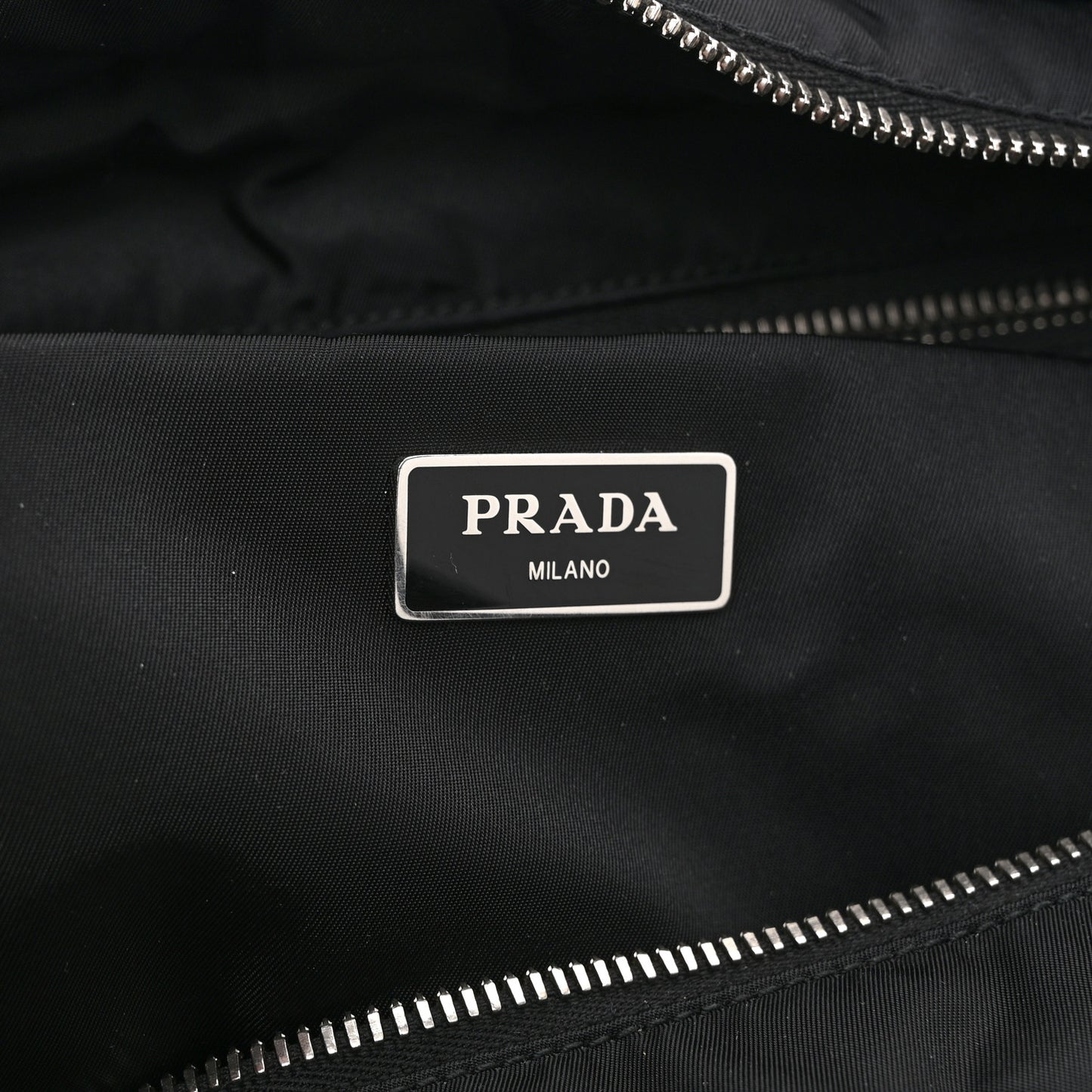 Re-Nylon Nappa Triangle Quilted Padded Medium Double Handled Zip Tote Black