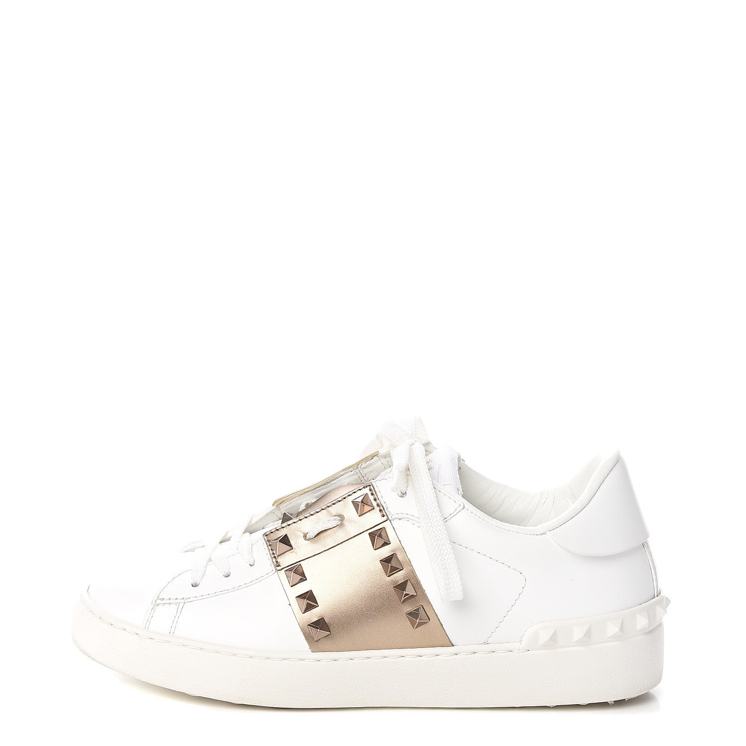 Valentino Garavani Calfskin Rockstud Untitled Open Sneakers 37 White Pewter 1 of 18