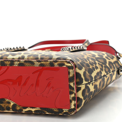 Christian Louboutin Grained Calfskin Leopard Print Spikes Mini East West Cabata Tote Gold 11 of 11