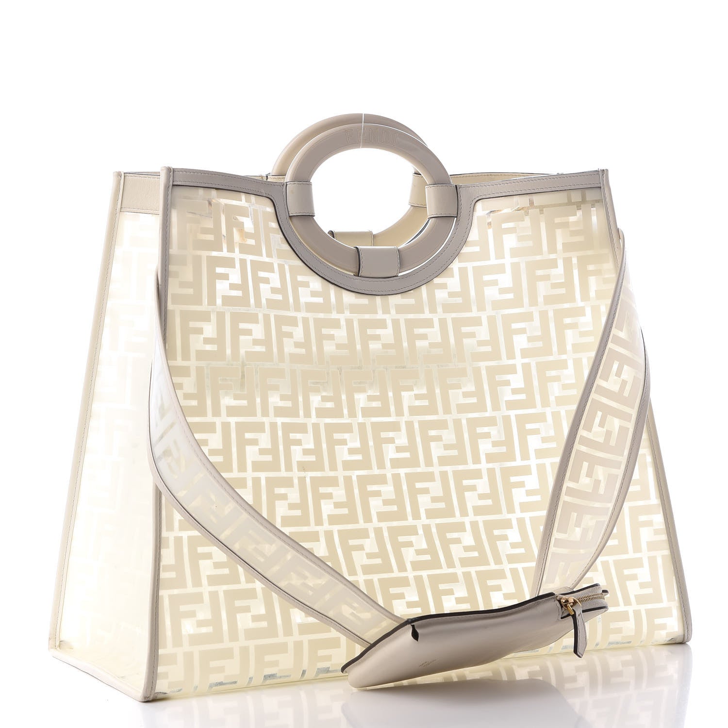 Fendi TPU FF Vitello Century Plexiglass Large Runaway Shopper Tote White 2 of 7