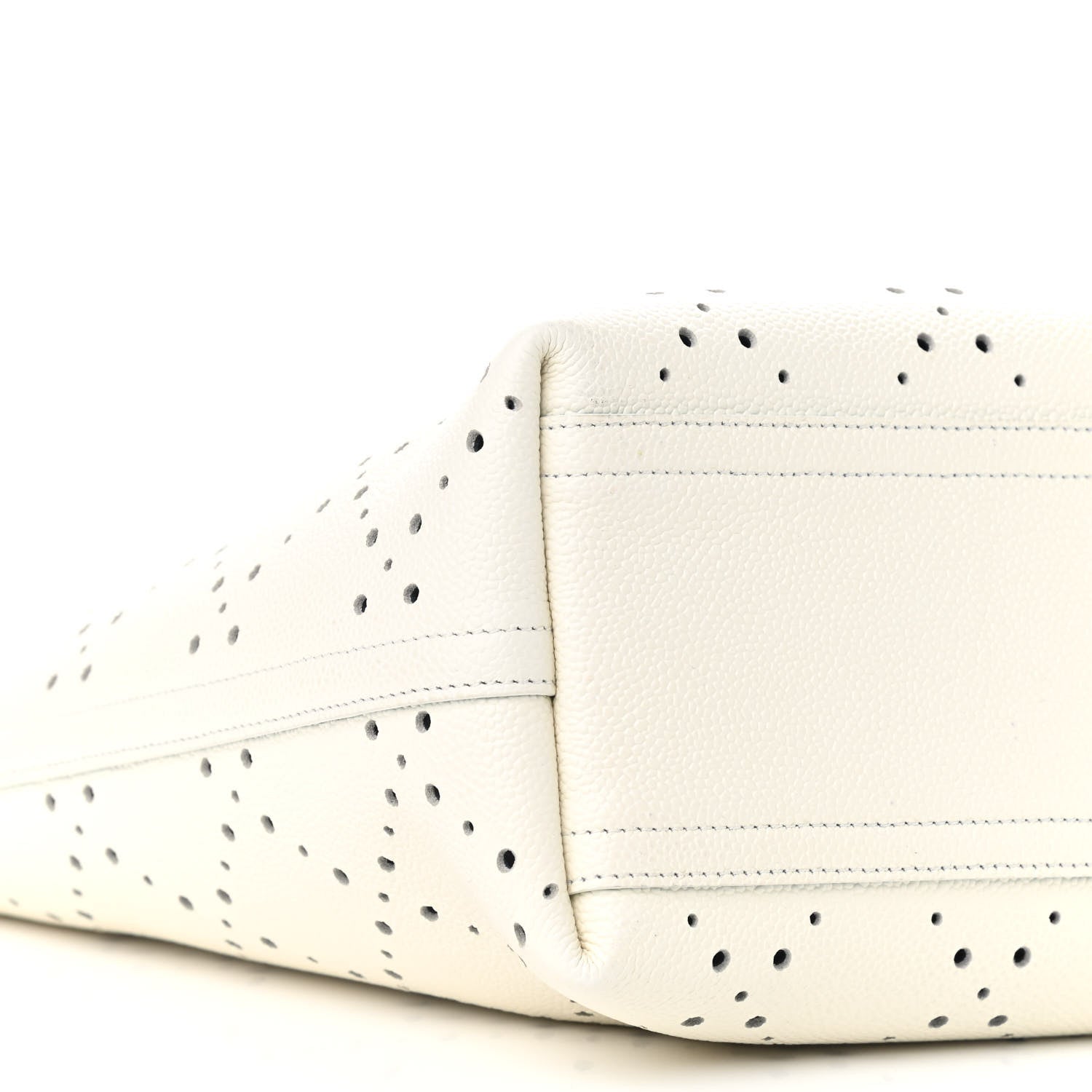 Chanel Perforated Grained Calfskin Small Shopping Tote White 8 of 9