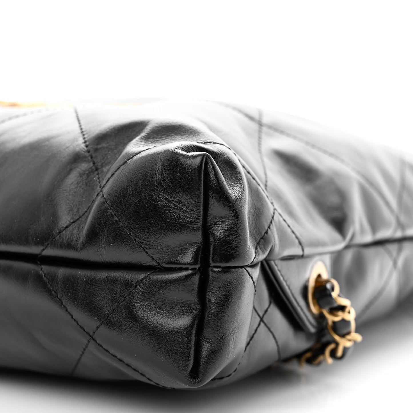 Shiny Calfskin Quilted Chanel 22 Backpack Black