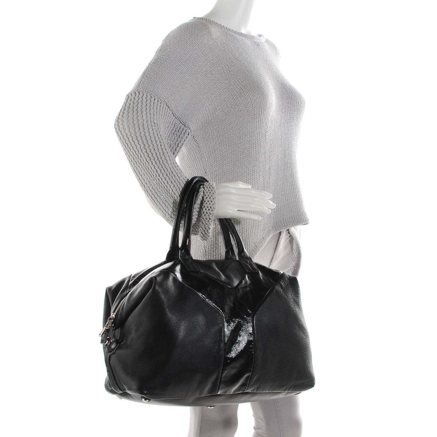 Saint Laurent Calfskin Patent Medium Easy Sac Black 2 of 9
