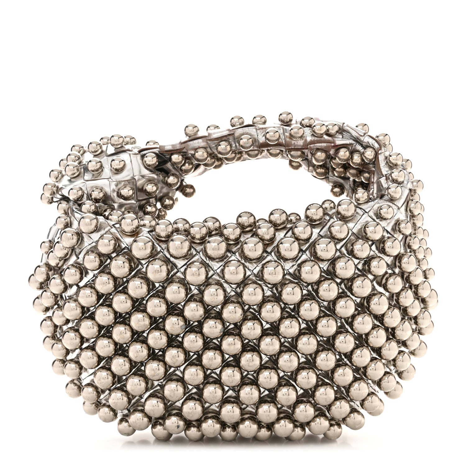 Bottega Veneta Metallic Nappa Studded Intrecciato Mini Jodie Silver 1 of 12