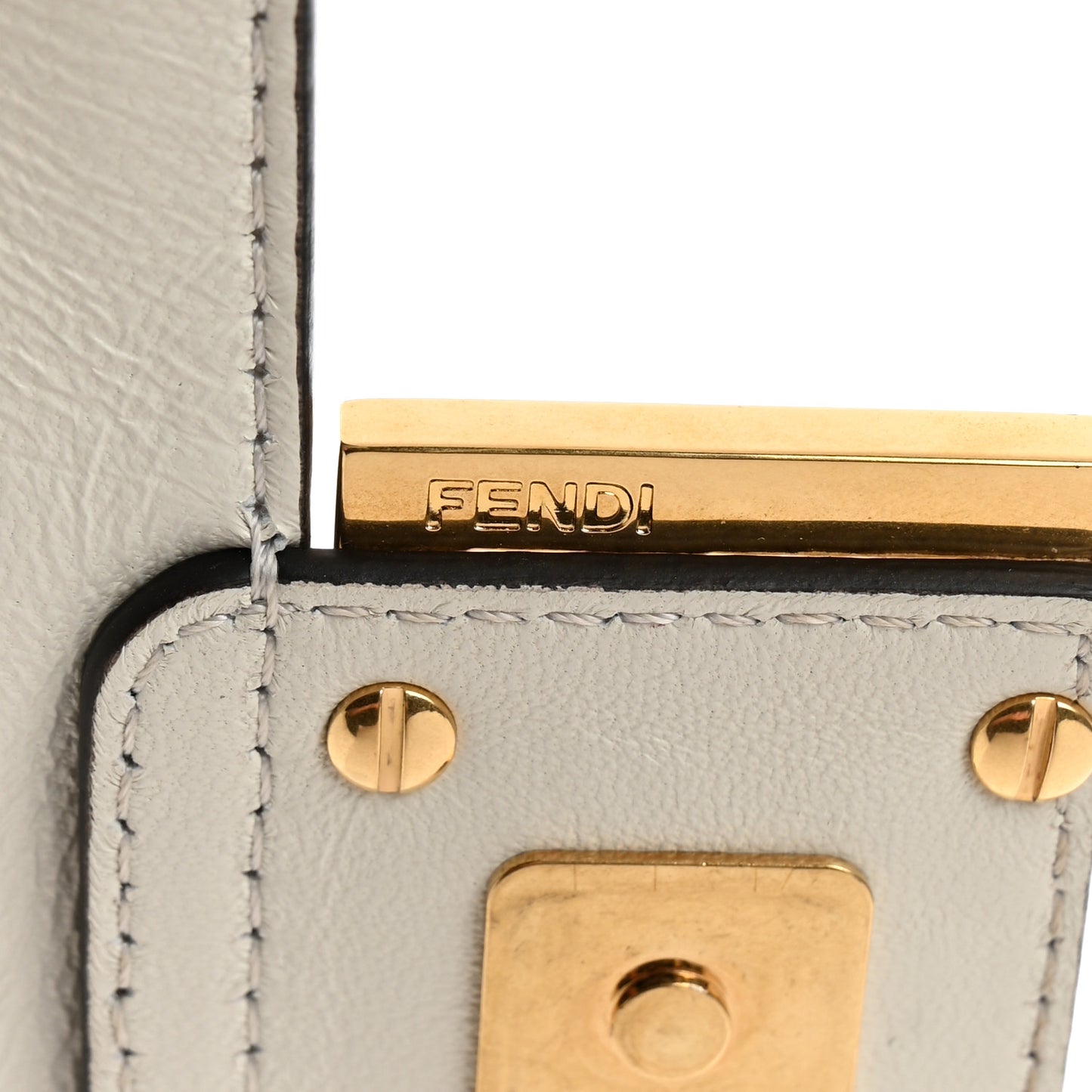 Nappa FF 1974 Embossed Mini Baguette White