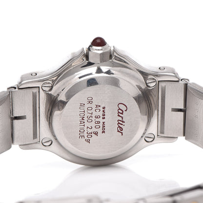 Cartier Stainless Steel 18K Yellow Gold Diamond 25mm Santos Octagon Automatic Watch Black 5 of 7