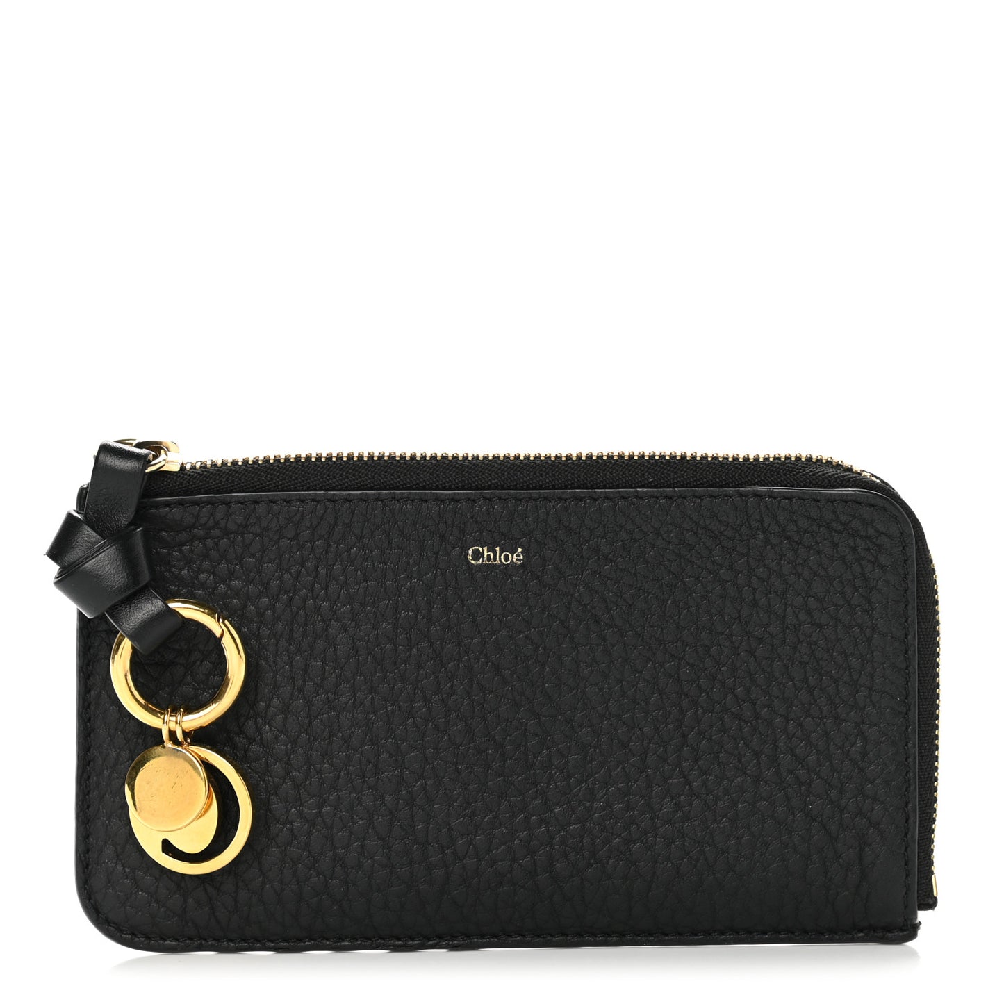 Calfskin Alphabet Purse Wallet Black
