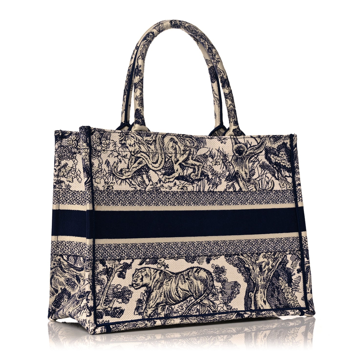 Canvas Embroidered Medium Dioriviera Toile De Jouy Book Tote Blue