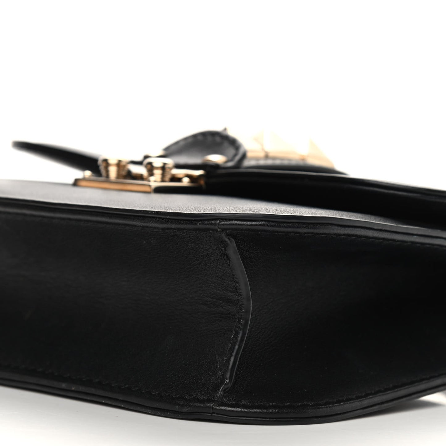 Vitello Small Glam Lock Rockstud Flap Black