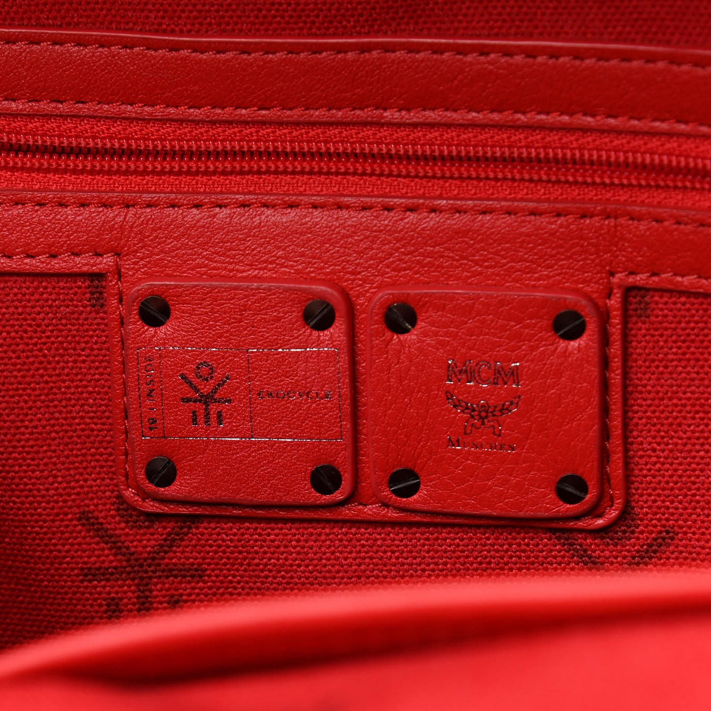 Calfskin Studded Small Logo Backpack Red