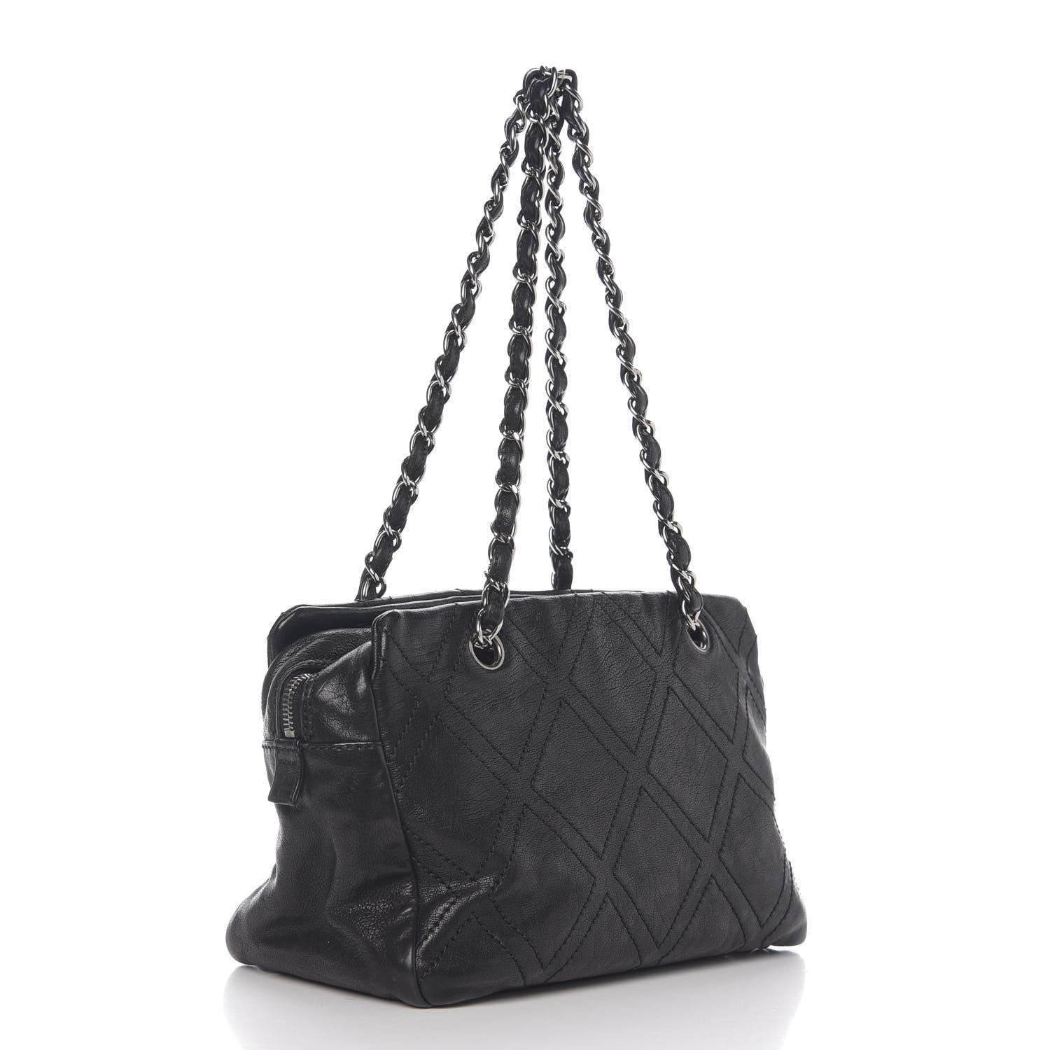 Chanel Calfskin Small Diamond Stitch Tote Black 2 of 10