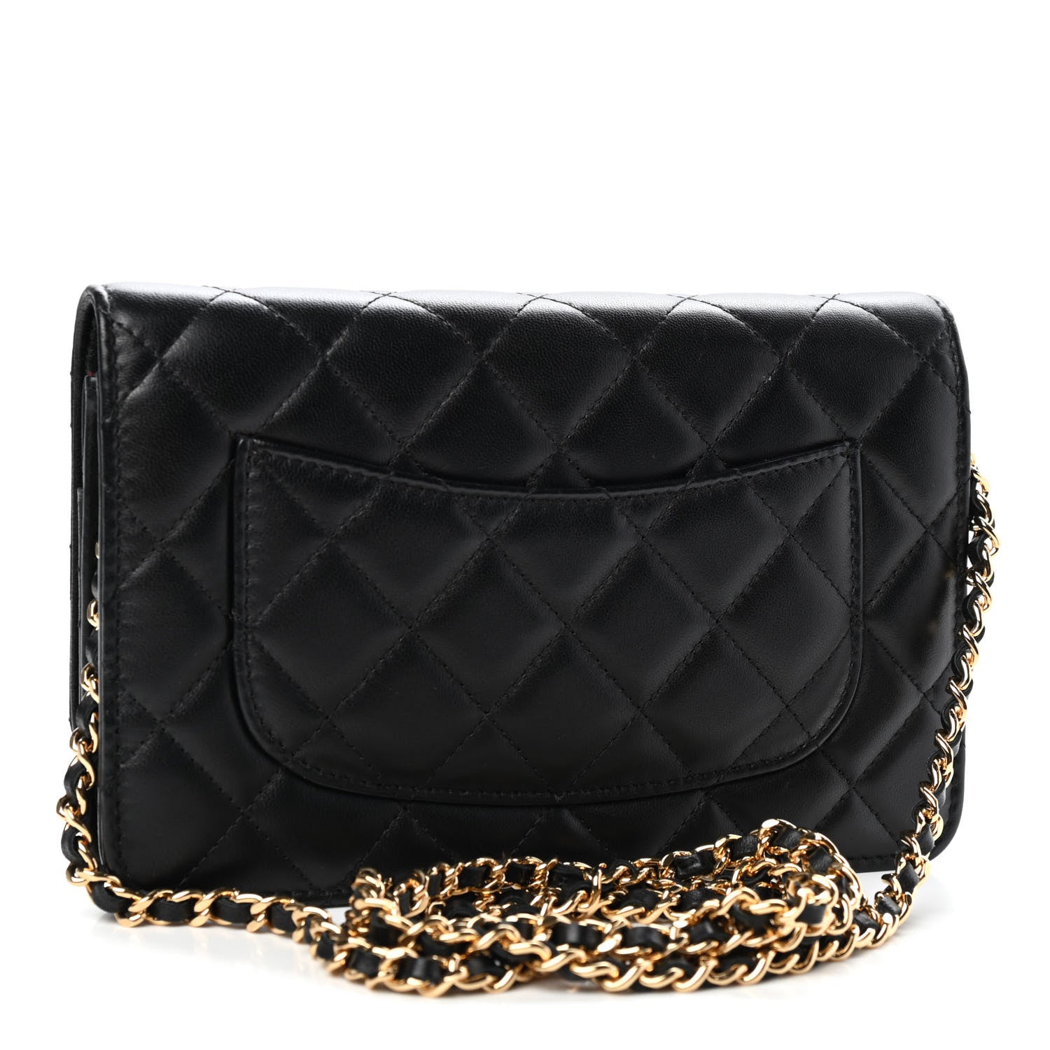 Chanel Lambskin Quilted Wallet On Chain WOC Black 2 of 4