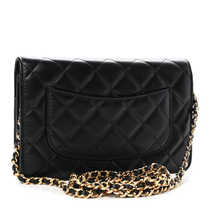 Chanel Lambskin Quilted Wallet On Chain WOC Black 2 of 4