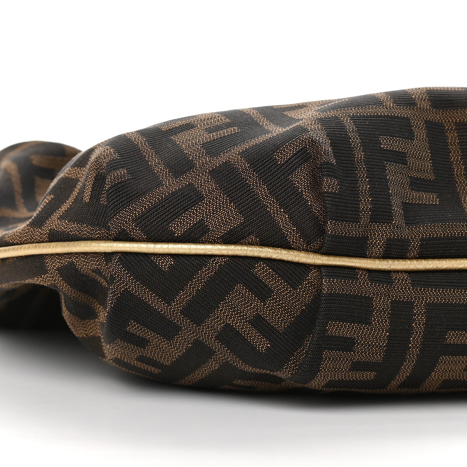 Fendi Zucca Laminated Vachetta Small Chef Chian Hobo Tobacco Bronzo 7 of 8
