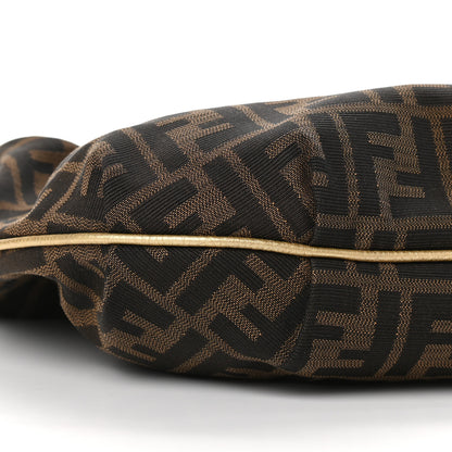 Fendi Zucca Laminated Vachetta Small Chef Chian Hobo Tobacco Bronzo 7 of 8