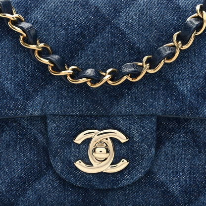 Chanel Printed Denim Quilted Mini Rectangular Flap Dark Blue 8 of 11
