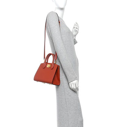 Salvatore Ferragamo Hammered Calfskin Small The Studio Box Bag Brick 2 of 12