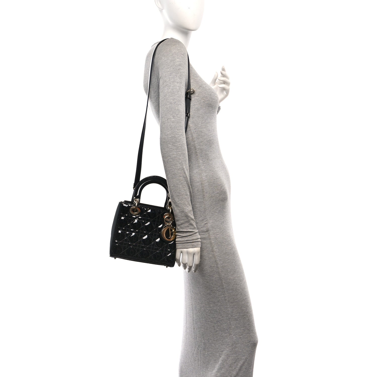 Christian Dior Patent Cannage Small Lady Dior Black 2 of 10