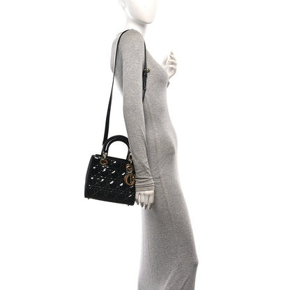 Christian Dior Patent Cannage Small Lady Dior Black 2 of 10