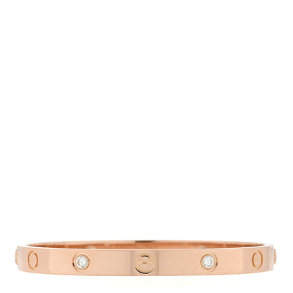 Cartier 18K Pink Gold 4 Diamond LOVE Bracelet 17 3 of 8