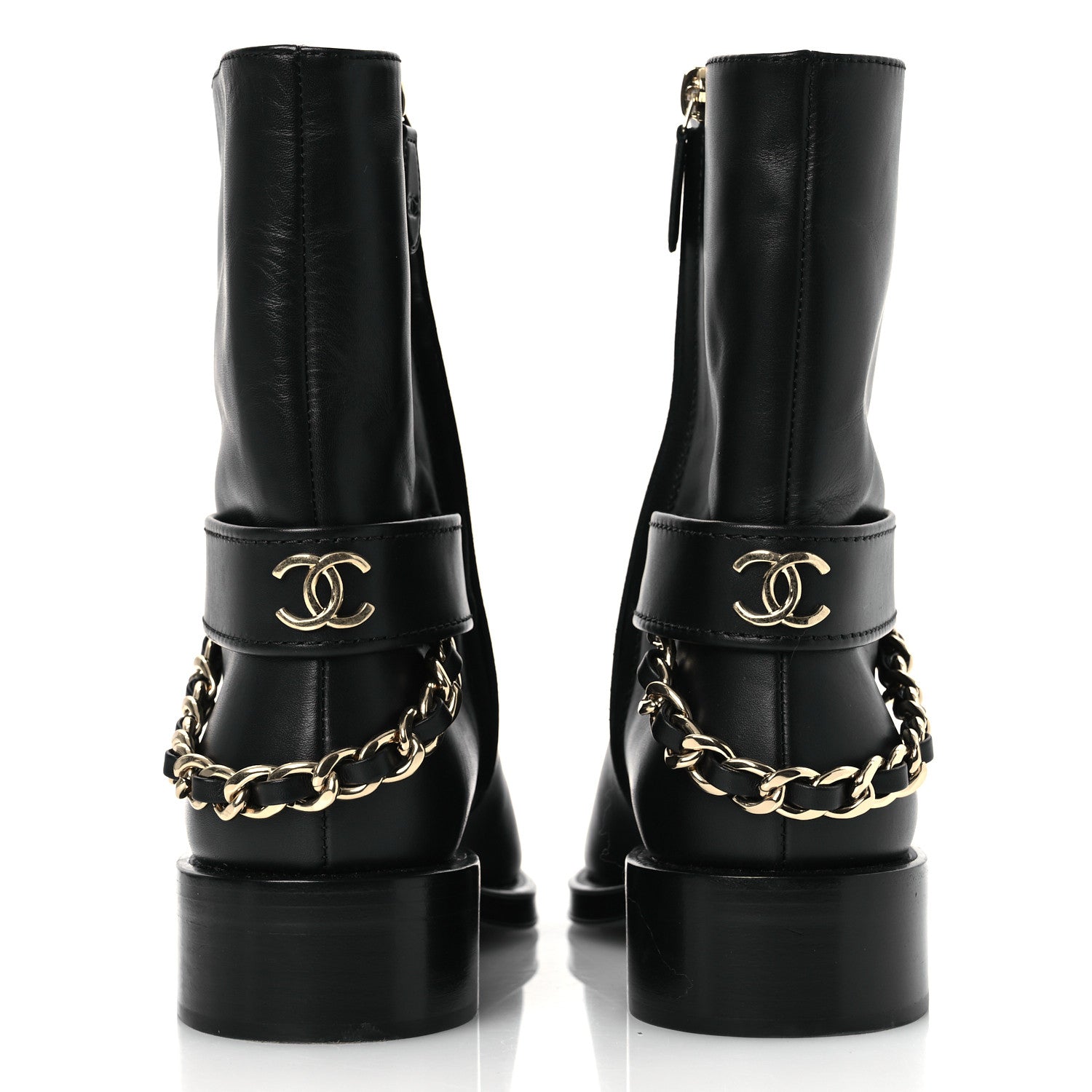 Chanel Calfskin Chain Short Boots 37.5 Black 6 of 13