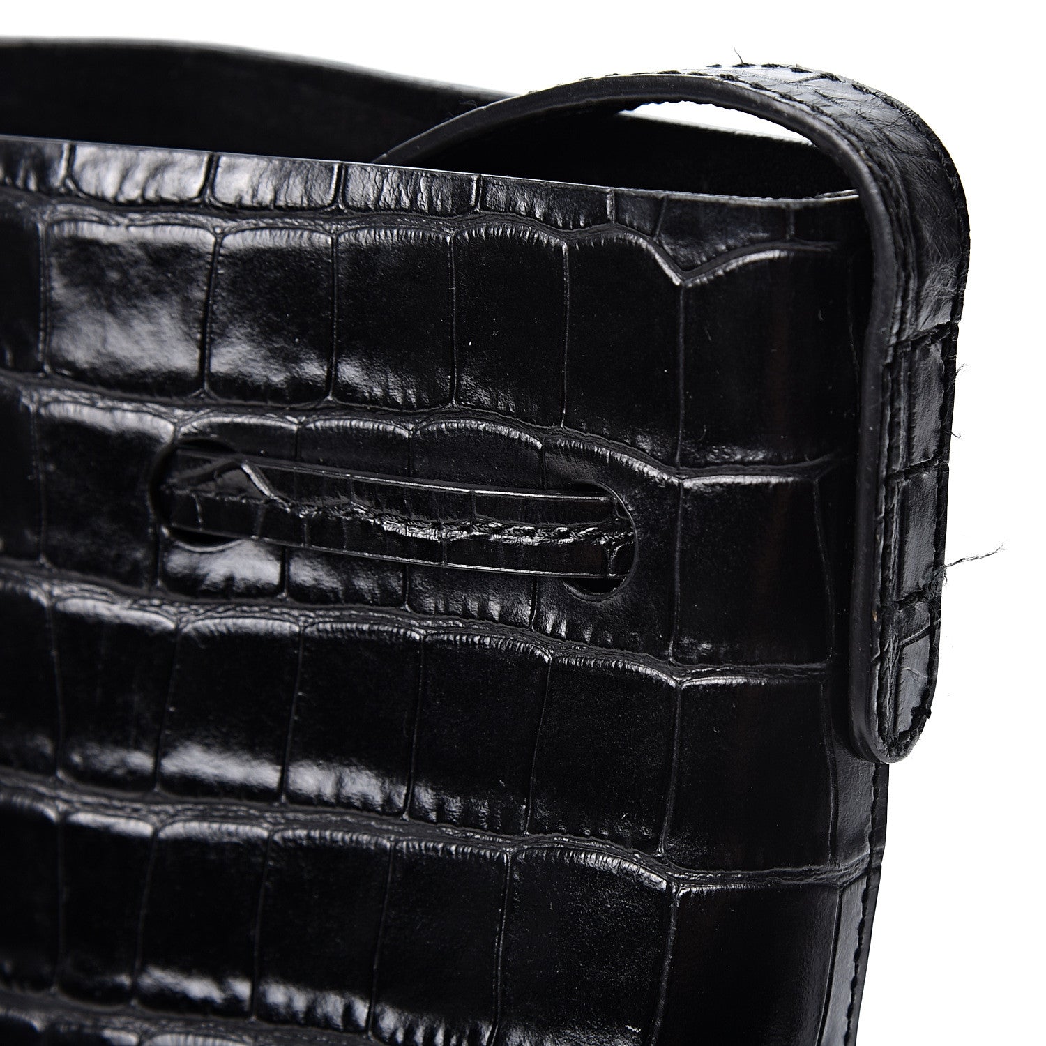 Mansur Gavriel Crocodile Embossed Mini Bucket Bag Black 6 of 9
