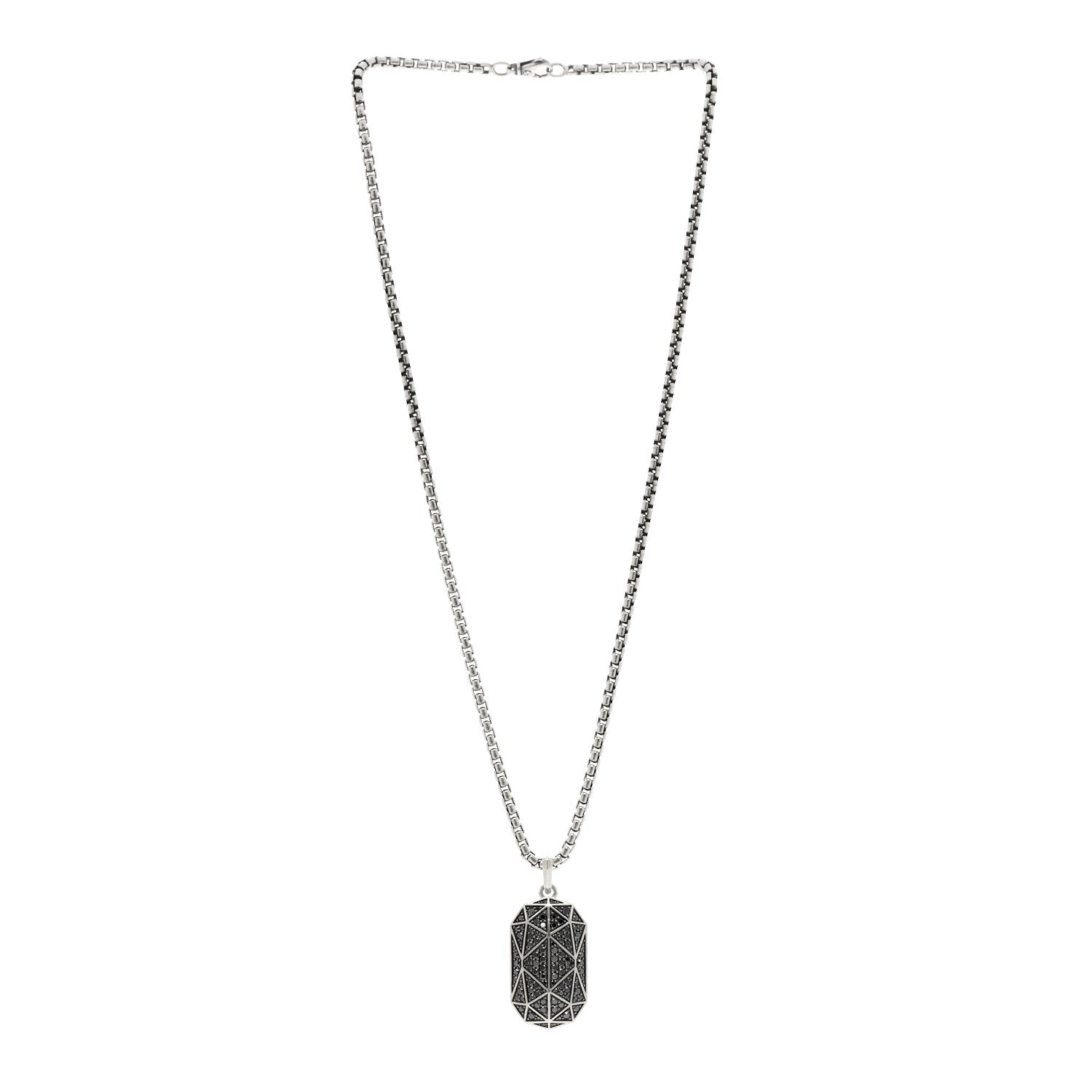 David Yurman Sterling Silver Black Diamond 36.3mm Faceted Amulet Pendant 3 of 5